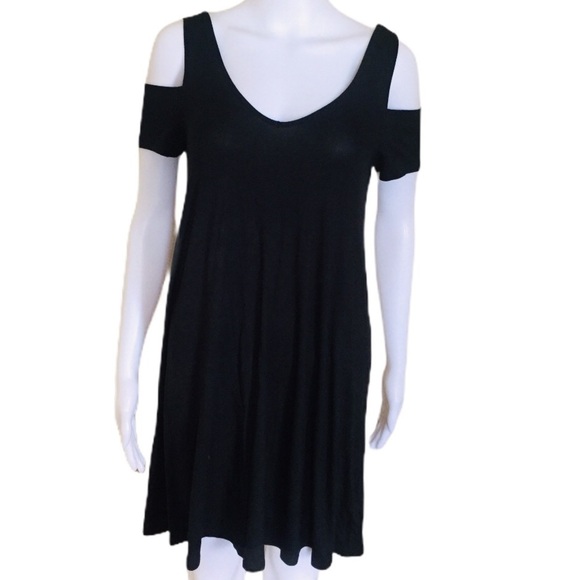 AMERICAN EAGLE OUTFITTERS Swing Dress With Cold Shoulder Detail Black Size Small - Picture 4 of 13